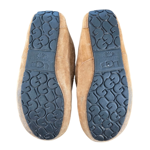 UGG Australia Ascot Slippers Chestnut Suede Shearling Moccasin Men’s Size 11 - Picture 3 of 8